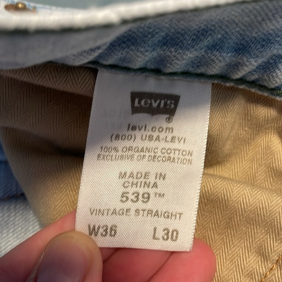 Levi’s Eco 539 Jeans Vintage Straight 36x30 Blue White Green Tab Denim Organic - Picture 14 of 16